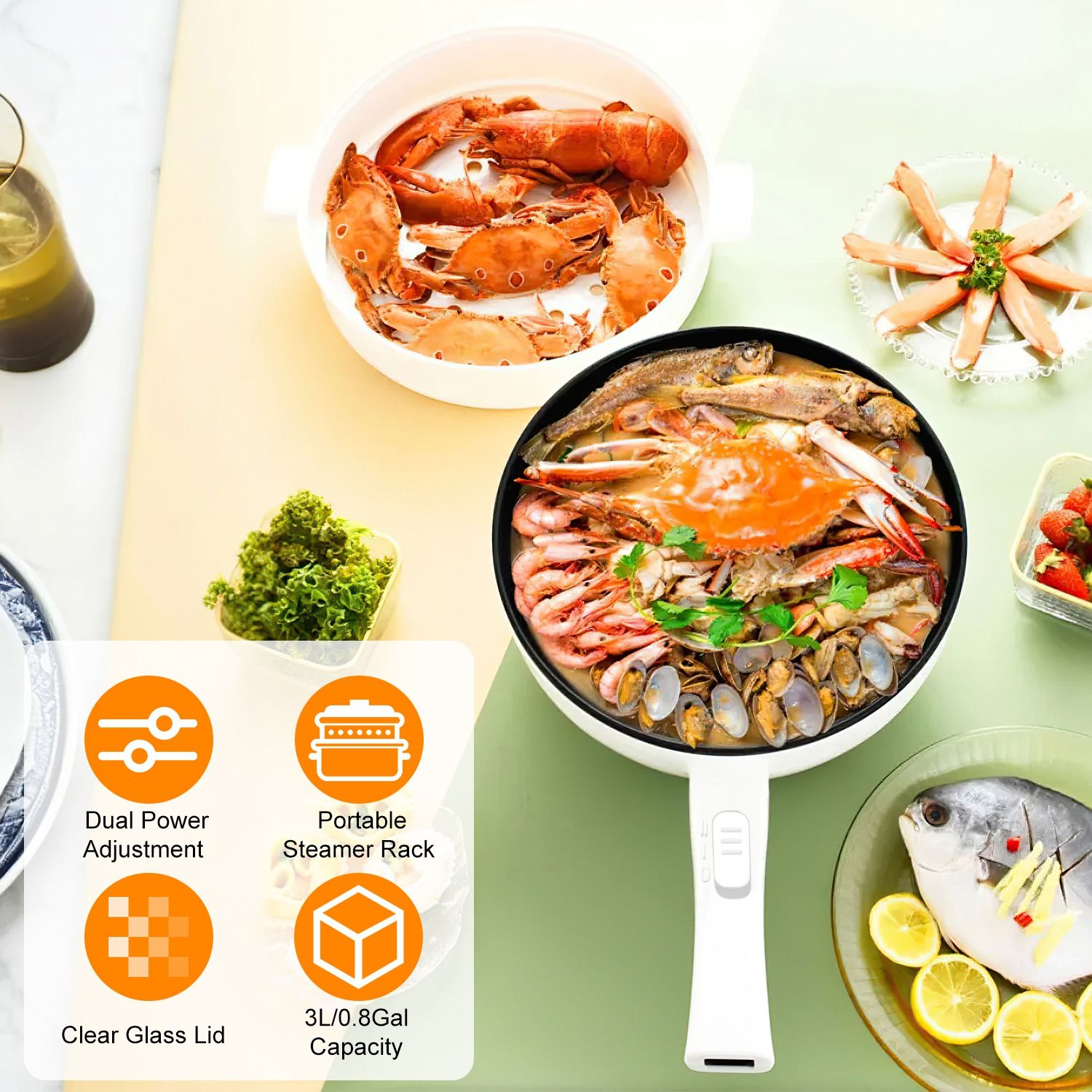 Hot Pot Portable Dual - Electric Hot Pot Non-Stick Frying Pan