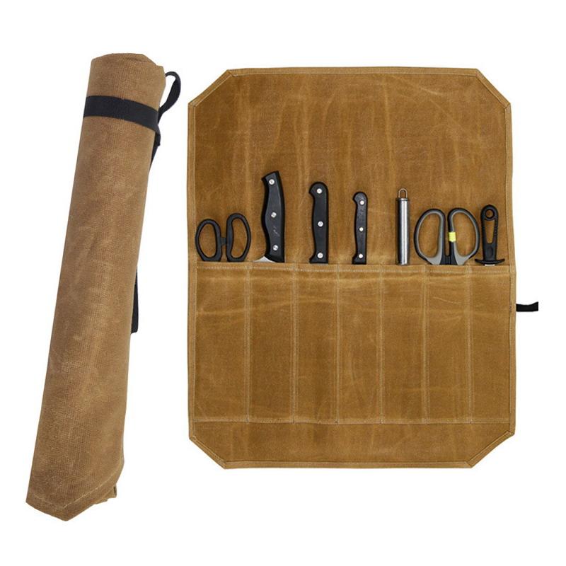 Home Cooking Meals - Canvas Knife Roll Storage Bag 1Pcs
