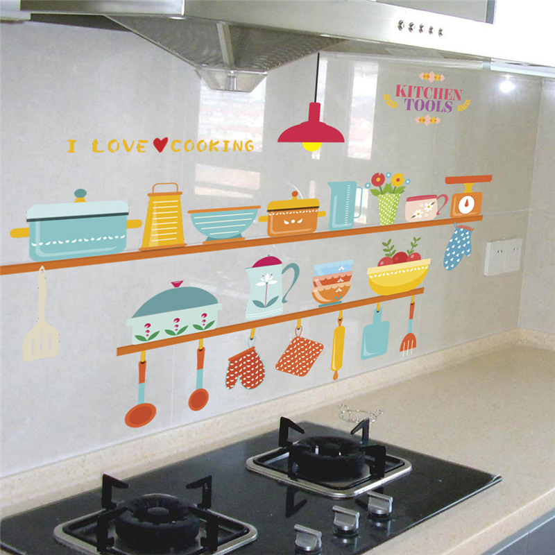 Home Cooking Quotes - Kitchen Tools Pattern Wall Sticker For