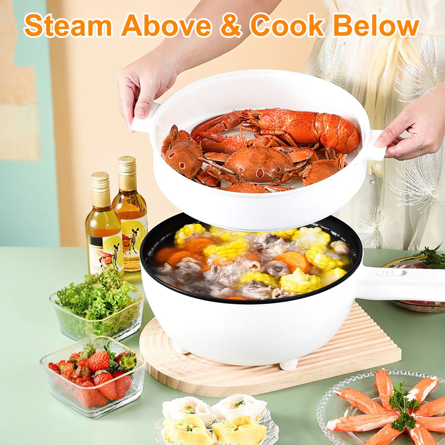 Electric Hot Pot Non-Stick Fry - Hot Pot Portable Dual 评论和价格