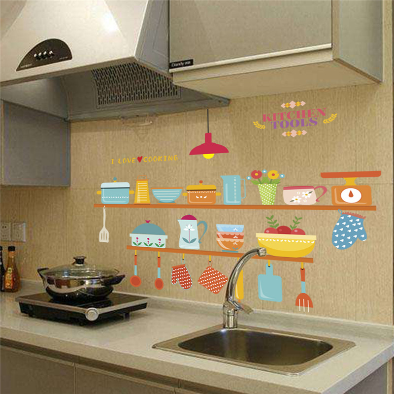 Kitchen Tools Pattern Wall Sti - Home Cooking Quotes 评论和价格